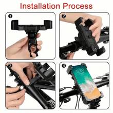 ABS Material Motorcycle & Bicycle Phone Holder, 360 Degree Rotation, Auto Locking Fit Universal Handle, 4-Claw Design, Easy Install GPS Navigation