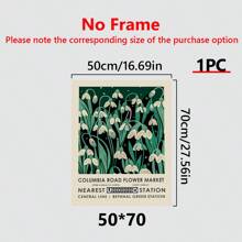 1 pieza Impresión colgable del Mercado de Flores de Londres, Mercado de Columbia Road, póster del Mercado de Flores, impresión botánica vintage, arte floral de pared, impresión floral para dormitorio, decoración de sala de estar, decoración para el hogar en material de lienzo (con marco) - Multicolor - Ver 10