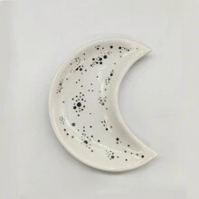 陶瓷新月珠宝托盘，半圆形装饰盘，适用于家居装饰、节日、生日、派对 - 独特的个性化星夜设计 - 彩色 - 查看 10