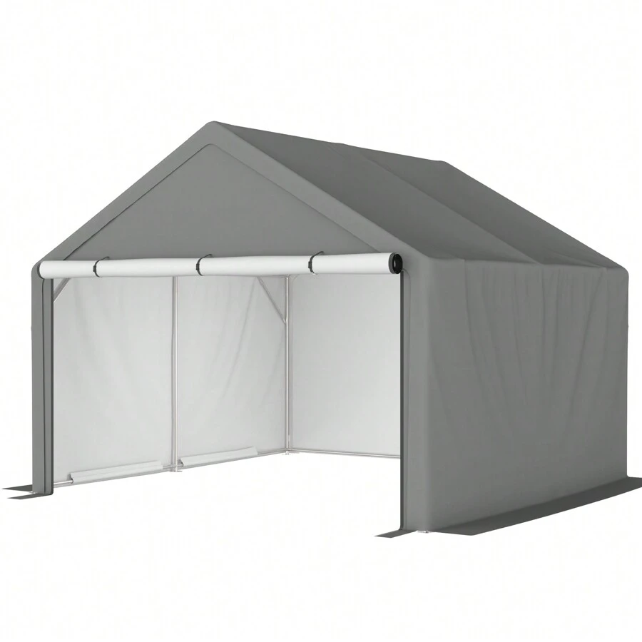 Portable Outdoor Storage Shelter Shed, Heavy Duty Storage Garage Shed With Roll-Up Doors Shelter For Garden Tool, Lawn Mower, Motorcycleand, Bike - Gray - 灰色 - 查看 1