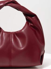 Bolso de asas tipo hobo minimalista Y2K, bolso de viaje de vacaciones para chicas, clutch lindo con un , bolso burdeos