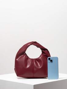 Bolso de asas tipo hobo minimalista Y2K, bolso de viaje de vacaciones para chicas, clutch lindo con un , bolso burdeos