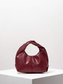 Bolso de asas tipo hobo minimalista Y2K, bolso de viaje de vacaciones para chicas, clutch lindo con un , bolso burdeos