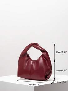 Bolso de asas tipo hobo minimalista Y2K, bolso de viaje de vacaciones para chicas, clutch lindo con un , bolso burdeos
