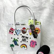 Summer New EVA Beach Bag, Rubber Tote Bag, Waterproof Washable Tip Proof Durable Open Tote Bag, Super Large Capacity Suitable For Shopping, Grocery Shopping, Travel, Parties, Outdoor Activities, Beach Seaside - 寶藍色 - 查看 8