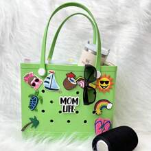 Summer New EVA Beach Bag, Rubber Tote Bag, Waterproof Washable Tip Proof Durable Open Tote Bag, Super Large Capacity Suitable For Shopping, Grocery Shopping, Travel, Parties, Outdoor Activities, Beach Seaside - 寶藍色 - 查看 7