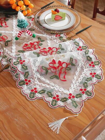 1pc Sheer Fabric Table Runner, Atmosphere Decor For Kitchen, Dining Table, Desk, Coffee Table, Vanity, Home Decor, Indoor Outdoor, Party, Wedding Decorations