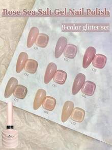Esmalte de uñas de gel con cristales de diamante y sal marina de rosa de MISS SHAKA, de tono perlado fino y chispeante de champán 2024, con brillo gradual y explosivo, para una belleza radiante, estilo japonés especial para salón de uñas, diseño de uñas DIY en casa para mujeres y niñas, suministros de manicura - Multicolor - Ver 16