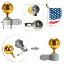 20ft Sectional Flag Pole Ball Top Kit 16 Gauge & 3'x5' Free US American Flag Kit
