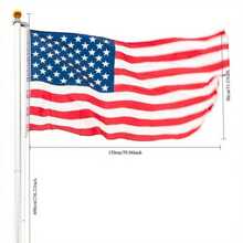 20ft Sectional Flag Pole Ball Top Kit 16 Gauge & 3'x5' Free US American Flag Kit