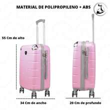 Maleta De Mano 20 Pulgadas Sin Documentar Asa Telescópica Candado De Combinación Dobles Llantas 360° Rigida - Rosa Pálido - Ver 3