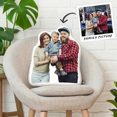 Personalized Photo Shaped Throw Pillow, Modern Cartoon Style Cushion, Machine Washable, Suitable For Home, Car, Bed, Sofa Decor - Unique Gift For Family And Friends On Christmas