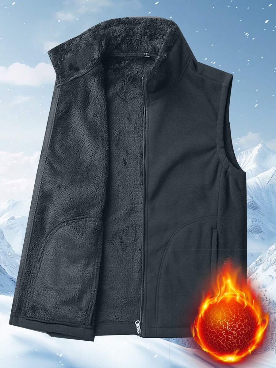 Thermal Men's Padded Vest, Thickened Warm Sleeveless Jacket For Autumn/Winter
