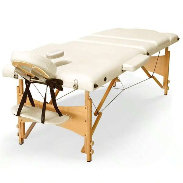 Massageliege 3 Zonen Portable Massagetisch Massageliege klappbar höhenverstellbare Holz Massagebett inkl. Zubehör Kopfstütze, Armlehne Tragetasche für Reiki Therapie Salon
