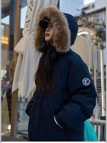 Áo khoác trùm đầu thời trang dài vừa phải dày ấm áp có dây rút khóa kéo cho nữ - màu đen - Xem 4