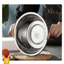 Stainless Steel Colander Strainer. Multifunctional Drain Basket Rice Washing & Draining Basket, Kitchen Tools For Fruits & Vegetables - 22CM - View 4