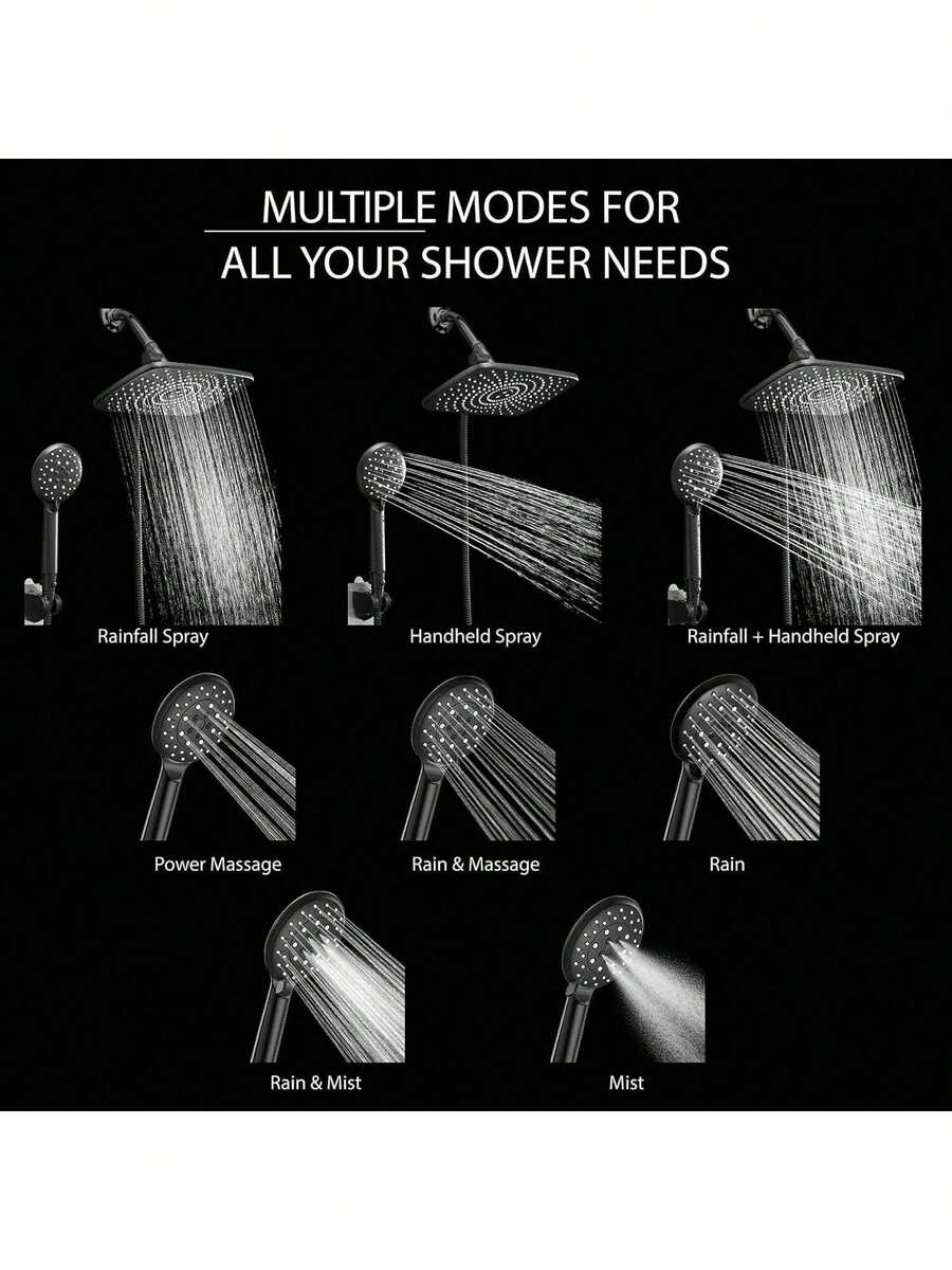 12 Inch High Pressure Rain Shower Head Shower Heads With 6 Modes