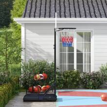 SPORTNOW Height Adjustable Basketball Hoop And Stand, Free Standing Basketball Stand Net Set System W/ Wheels, Enlarged Base, PE Backboard, 179-209cm - Black - View 8