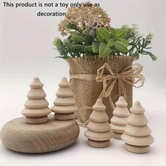 2025 Söta Mini Träjulgransdekorationer - DIY Hantverk Hemmakontor Skrivbordsdekoration, Lämplig För Vardagsrum, Sovrum, Kök Och Badrumsdekoration - Perfekt Julklappsset 1/5 Styck