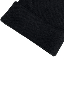 1 pieza Gorro de punto de unicolor con doble capa, gorro de punto cálido para exteriores, gorro de invierno casual y versátil adecuado para el transporte diario