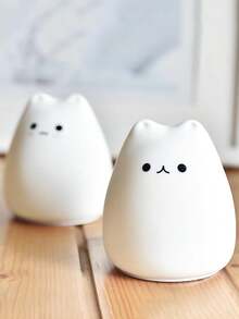1 件可爱猫咪床头小夜灯七彩 LED 变色小夜灯触摸氛围灯家用卧室客厅圣诞节万圣节装饰灯硅胶猫咪小夜灯触摸激活变色 LED 灯家庭办公室派对氛围装饰灯不含电池 - 彩色 - 查看 11