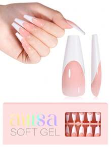 120 件短杏仁色/超短棺材色/长棺材色/长细高跟色/短方形法式指甲贴，15 种尺寸粉色法式亚克力假指甲，适用于美甲 DIY 和美甲沙龙按压指甲用品 - 粉色 - 查看 13