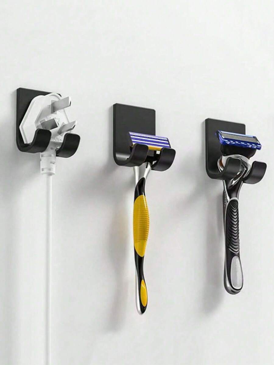 NoDrill Shaver Holder Rack, WallMounted Power Cord Plug Hook, Home