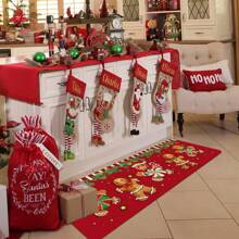 1/2pcs Christmas Kitchen Rugs - Soft, Absorbent, Anti-Slip, Stain Resistant, Machine Washable Memory Foam Floor Mats With Festive Gingerbread & Candy Cane Design - Handmade, Decorative, Seasonal, Polyester Rugs For Home, Office, Laundry, Bathroom