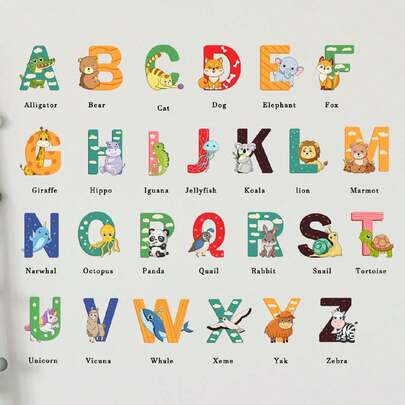 Miếng dán tường hình động vật hoạt hình và chữ cái cho phòng trẻ em/phòng trẻ sơ sinh, miếng dán tường tự dính để trang trí phòng trẻ em, quà tặng trang trí tiệc mừng em bé chào đời cho gia đình