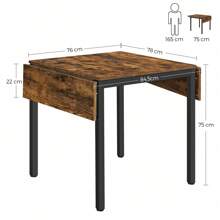 VASAGLE Folding Dining Table, Drop Leaf Extendable, For Small Spaces, Seats 2-4 People, Industrial, Rustic Brown And Ink Black - Brown - View 8