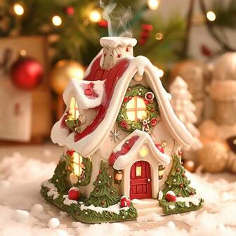 1pc Resin Snow House Incense Burner With Tongs, Decorative Accessories For Home, Living Room, No Fragrance Included, Decorations Home Decor Christmas Decorations Room Decor Christmas, Christmas Gifts