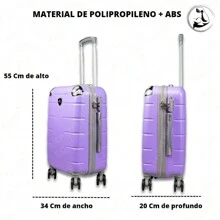 20 Inch Carry-On Suitcase Retractable Handle Double Removable Wheels Lightweight Unchecked - Lilac Purple - View 2