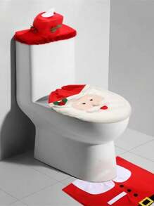 1set Santa Claus Snowman Toilet Set Cute And Creative Toilet Decoration Items Suitable For Christmas Home Bathroom Decoration Props - Multicolor - View 3
