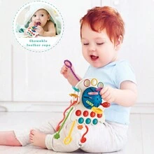 Đồ chơi dây kéo cảm giác cho bé Đồ chơi gặm nướu bằng silicon cho trẻ sơ sinh Đồ chơi giáo dục sớm cho bé rèn luyện khả năng cầm nắm - Nhiều màu - Xem 2