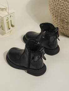 1 双时尚柔软女童靴，适合秋冬季 - 黑色 - 查看 4