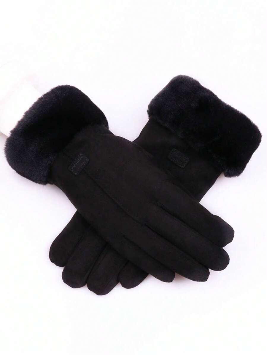 保暖内衬冬季手套，触摸屏加厚防寒运动手套，适合寒冷天气外出，圣诞手套，圣诞礼物 - 12-16Y - 查看 1