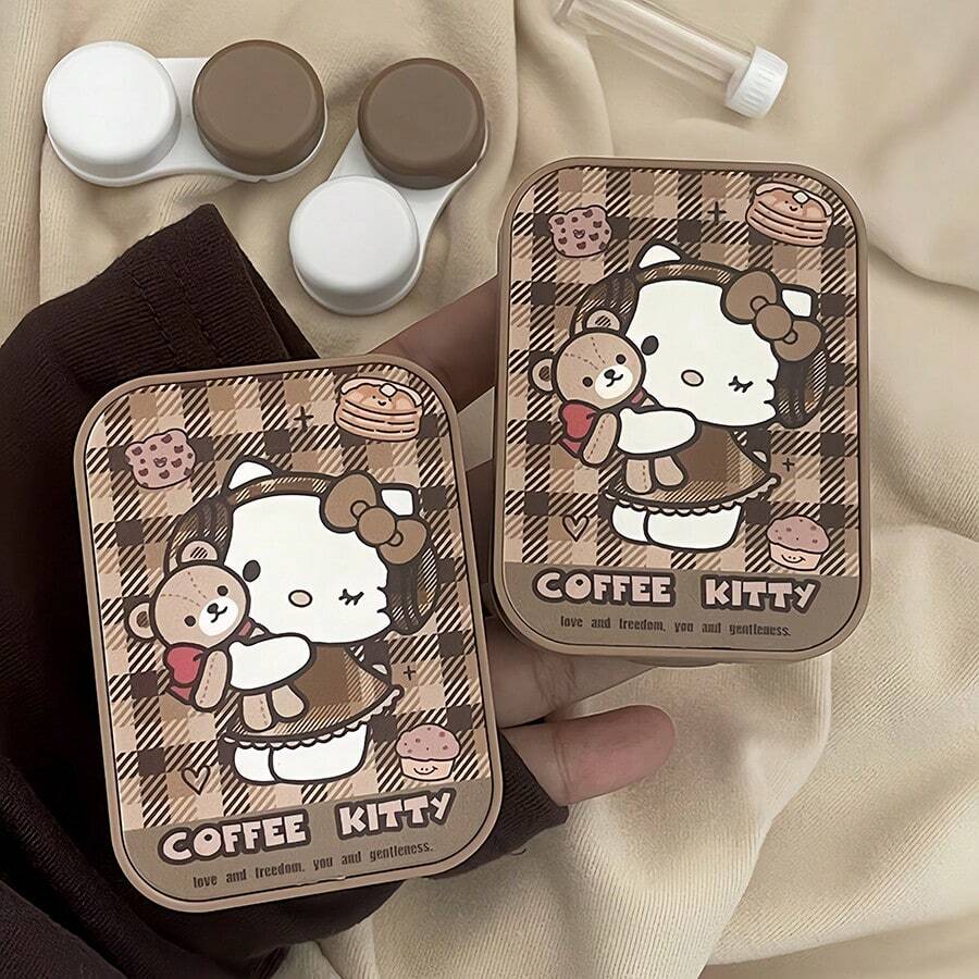 DOBBLE Contact Lens Box Autumn And Winter Brown Maillard Cartoon Cute