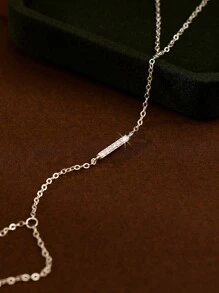 SYMFNY 1 件简约 925 纯银锆石手链戒指，适合女性、情人节和日常佩戴 - 銀色 - 查看 2