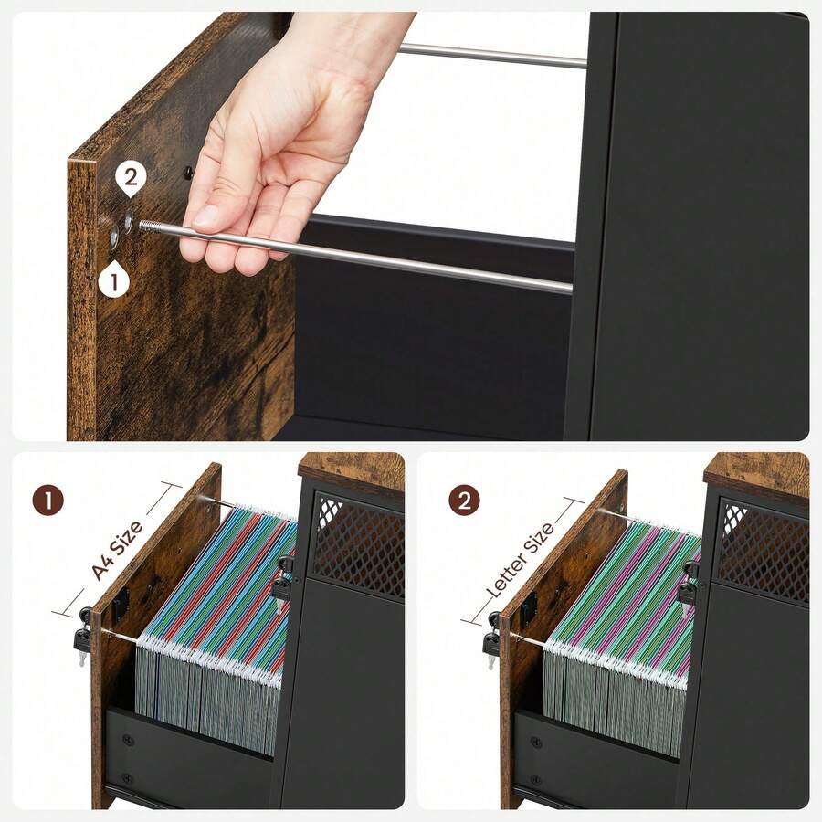 VASAGLE Filing Office File With 2 Lockable Drawers