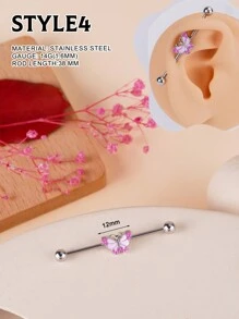 1 peça Y2k Multiuso Industrial Brinco Borboleta Industrial Piercing Jóias Aço Inoxidável Strass Decoração Asas Industrial Brincos Para Mulheres Homens Coração Arco Industrial Bar Piercing Nariz Anel Corrente Cartilagem Hélice Piercing Brincos Flor Industrial Barbell Body Piercing Jóias 38mm 1&1/2 Polegada Industrial Piercing Bar Para Natal Halloween Presente Festa Uso Diário Noite Fora Reuniões Sociais Uso Diário