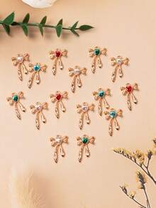 10 件时尚吊坠心形空心蝴蝶结吊坠，锌合金嵌入式玻璃吊坠，DIY 珠宝制作适用于项链、耳环、手链、派对礼物 - 鏤空蝴蝶結 - 查看 4