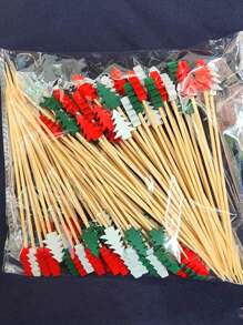 100 种节日圣诞鸡尾酒精选 - 带有雪花、雪人、驯鹿和树木的棍棒，用于节日饮品、开胃菜和派对装饰，圣诞节 - 彩色 - 查看 8