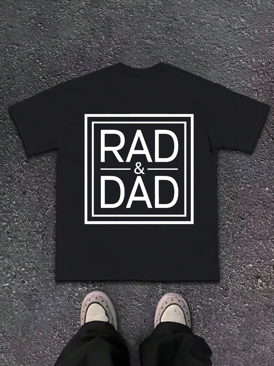 RAD DAD In Square Border 180g Pure Cotton Men's Tshirt Comfort Fit - 黑色 - 查看 1