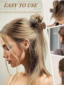 8 件 Edium 爪形发夹，女士哑光 2 英寸矩形和 1.6 英寸双排齿小发爪夹，适用于稀疏/中等细发质，发夹，发夹，发夹，接发夹，休闲秋冬发饰，适合女士度假装扮 - 彩色 - 查看 4