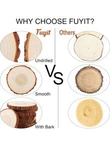 10 件 2.0-3.2 英寸圆形木制杯垫，未完成的木制饮料杯垫圆盘，工艺品木制套件，圆形工艺品，圣诞装饰，DIY 手工制作，带树皮，适用于工艺品、婚礼 - 原木色 - 查看 2