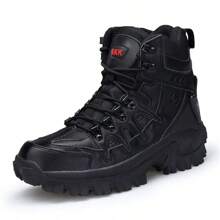 Herren High Top Outdoor Rutschfeste Strapazierfähige Arbeitsstiefel, Wanderschuhe, Kampfstiefel, geeignet für Jagd, Herbst & Winter - Schwarz - Übersicht 5