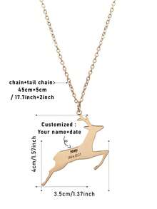 个性化 1 件英文名称和 1 件周年纪念日圣诞鹿项链，独特的配套珠宝礼物，适合圣诞节、感恩节、情人节、生日、周年纪念日、朋友、同学、毕业典礼、母亲节、高端家庭礼物 - 紅色聖誕禮盒 - 查看 4