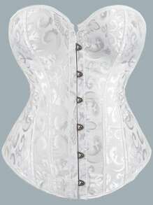 1 pieza Corpiño estilo vintage corto para mujeres, inspirado en la pintura al óleo de Monet con jacquard floral, con soporte de ballenas para dar forma al Body de manera sexy, perfecto para atuendos de fiesta