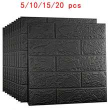 5/10/20pcs 防水防潮 3D 砖纹墙贴 13.8*15.2inch 加厚防撞立体墙纸 自由裁剪 即撕即贴墙板 家居装饰 可用于背景墙、电视墙、卧室、客厅、厨房、阳台、装修贴纸 撕下墙板、墙纸、壁纸、春季装饰用品 让您的家焕然一新、拉玛装饰贴纸 - 黑色 - 查看 2