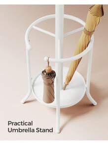 SONGMICS Coat Rack Freestanding, Coat Stand With Umbrella Holder, 12 Hooks, Metal, 175 Cm Tall, For Entryway, Hallway, Living Room, Bedroom, Pearl White - 白色 - 查看 2